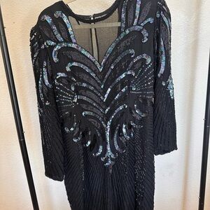 Vintage Elegant Black Sequin Dress